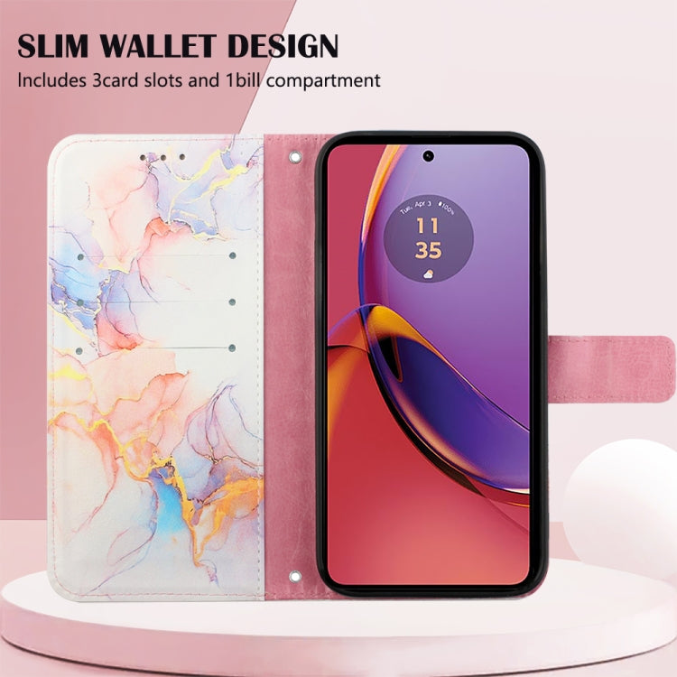 Marble Pattern Flip Leather Phone Case for Motorola Moto G84, showcasing its stylish design and functional features.