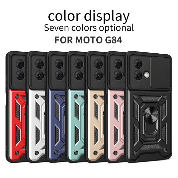 Motorola Moto G84 TPU Hybrid PC Phone Case with sliding camera cover design, showcasing its durable material and sleek appearance.