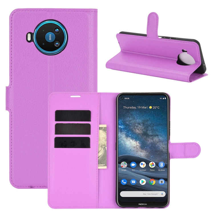 For Nokia 8.3 5G Litchi Texture Horizontal Flip Protective Case showcasing its stylish design and functional features.