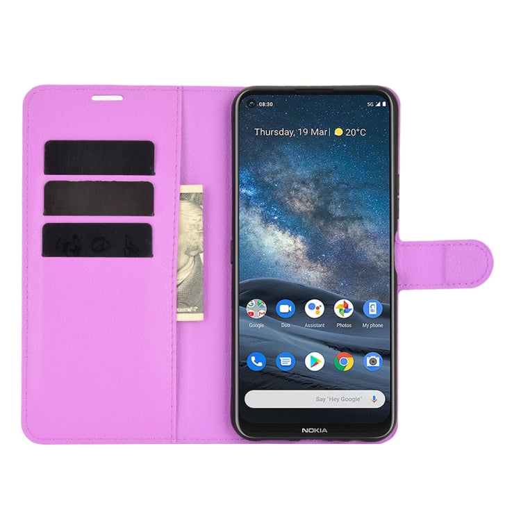 For Nokia 8.3 5G Litchi Texture Horizontal Flip Protective Case showcasing its stylish design and functional features.