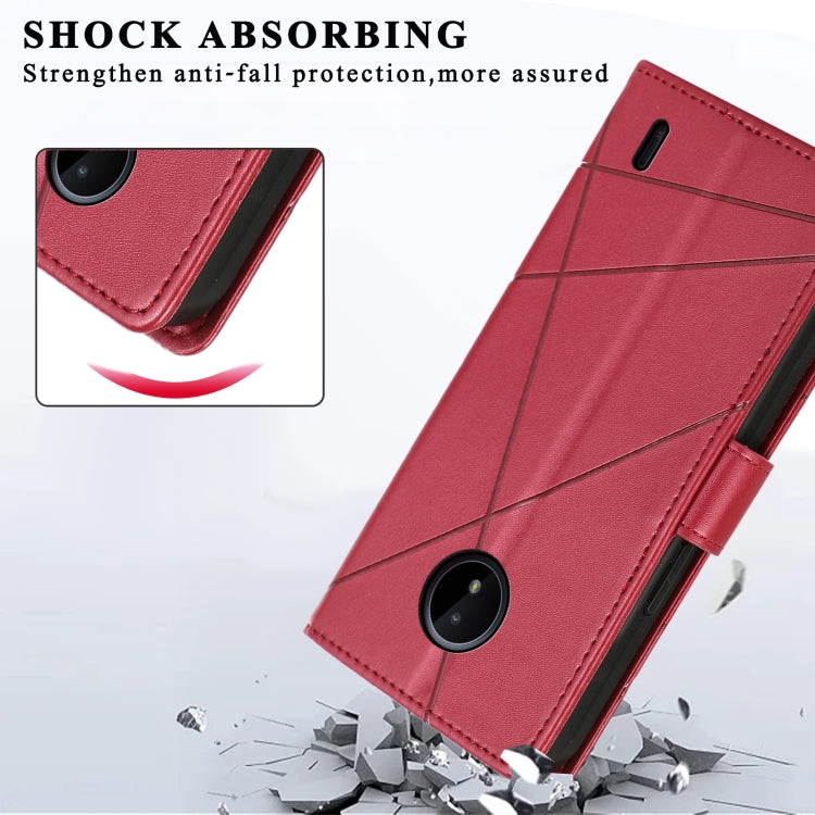 Red PU leather phone case for Nokia C20 with embossed texture and card slots.