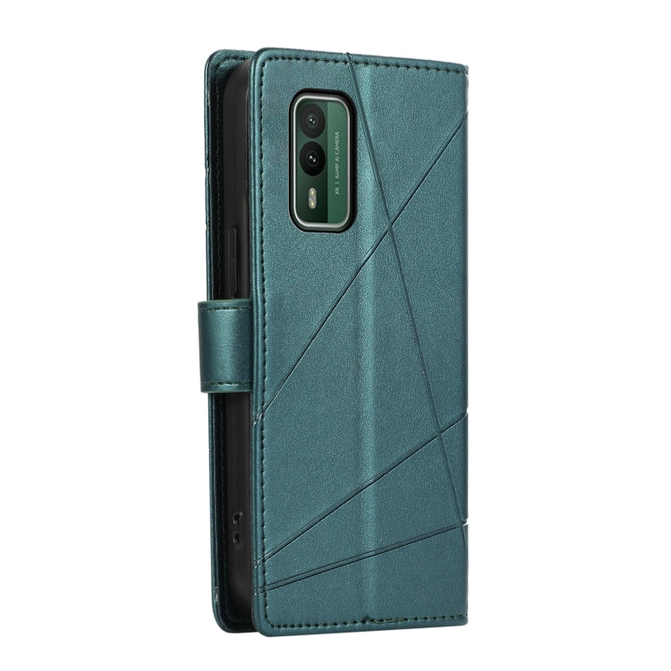 For Nokia XR21 PU Genuine Leather Texture Embossed Line Phone Case with card slots and wrist strap, showcasing its stylish design and functionality.