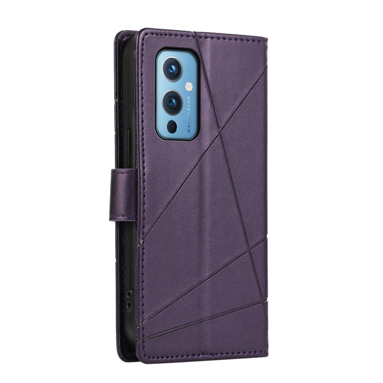 For OnePlus 9 PU Genuine Leather Texture Embossed Line Phone Case showcasing its stylish design and functional features.