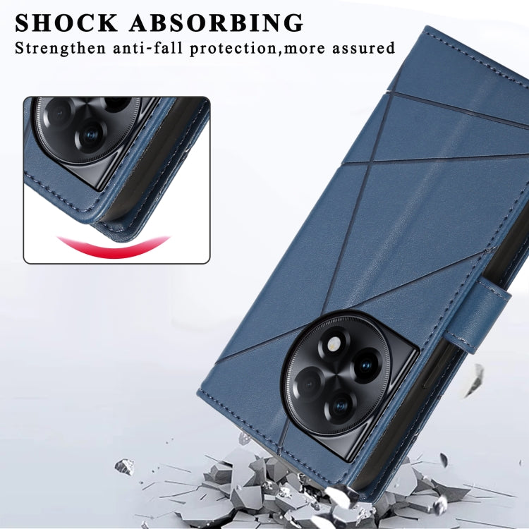 For OnePlus Ace 2 PU leather phone case with embossed texture, featuring card slots and a wrist strap.