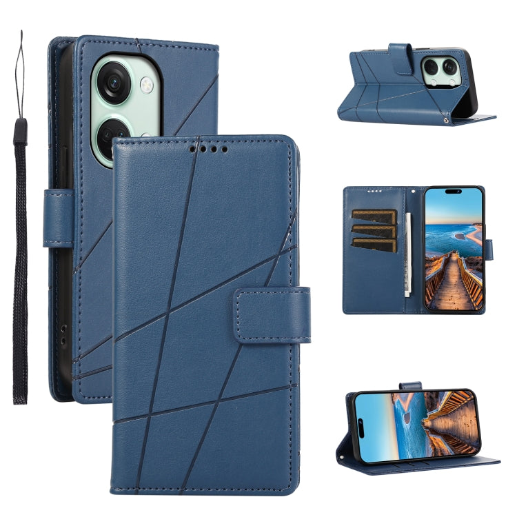 For OnePlus Ace 2V PU leather phone case with embossed texture, featuring card slots and a wrist strap.