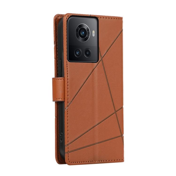 For OnePlus Ace PU leather phone case with embossed texture, featuring card slots and a wrist strap.