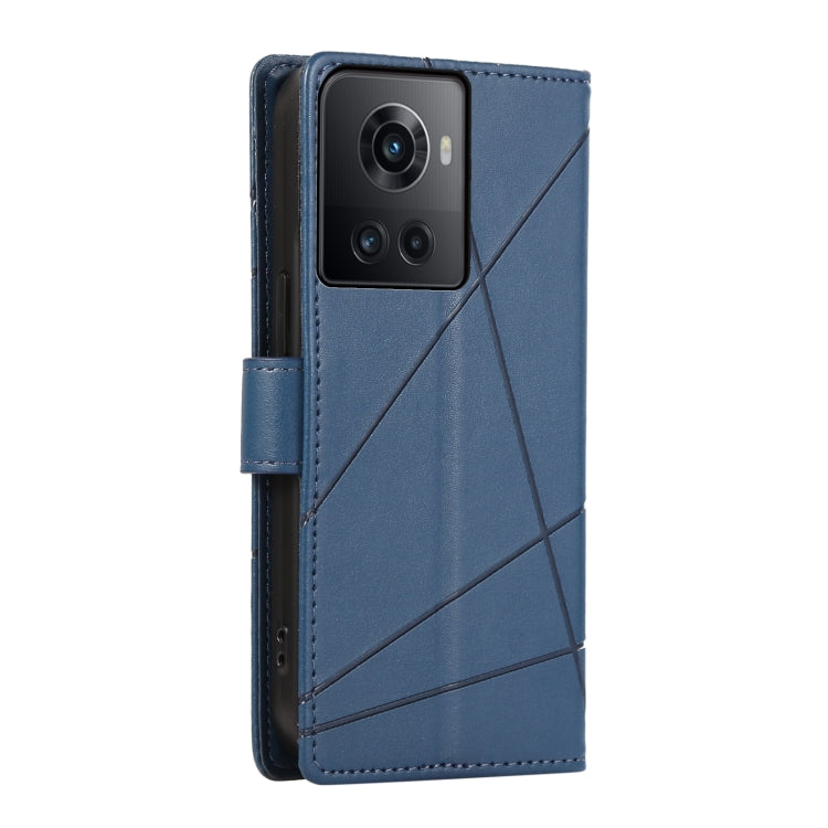 For OnePlus Ace PU leather phone case with embossed texture, featuring card slots and wrist strap.