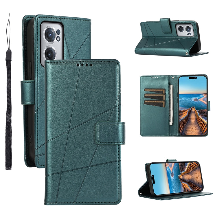 For OnePlus Nord 2 5G PU leather phone case with embossed texture and wallet design, featuring card slots and kickstand functionality.