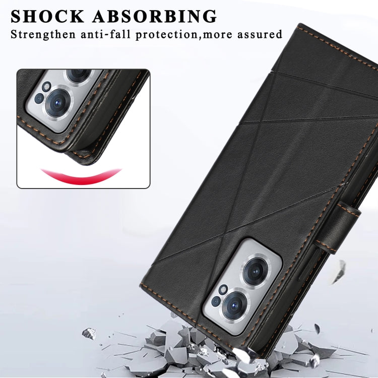 For OnePlus Nord CE 2 5G PU leather case with embossed texture, featuring card slots and kickstand functionality.