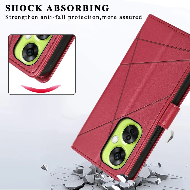 For OnePlus Nord CE 3 Lite PU leather case with embossed texture, featuring card slots and a wrist strap.