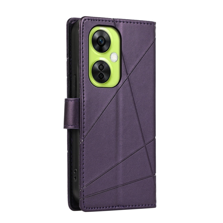 For OnePlus Nord CE 3 Lite PU leather case with embossed texture, featuring card slots and a wrist strap.