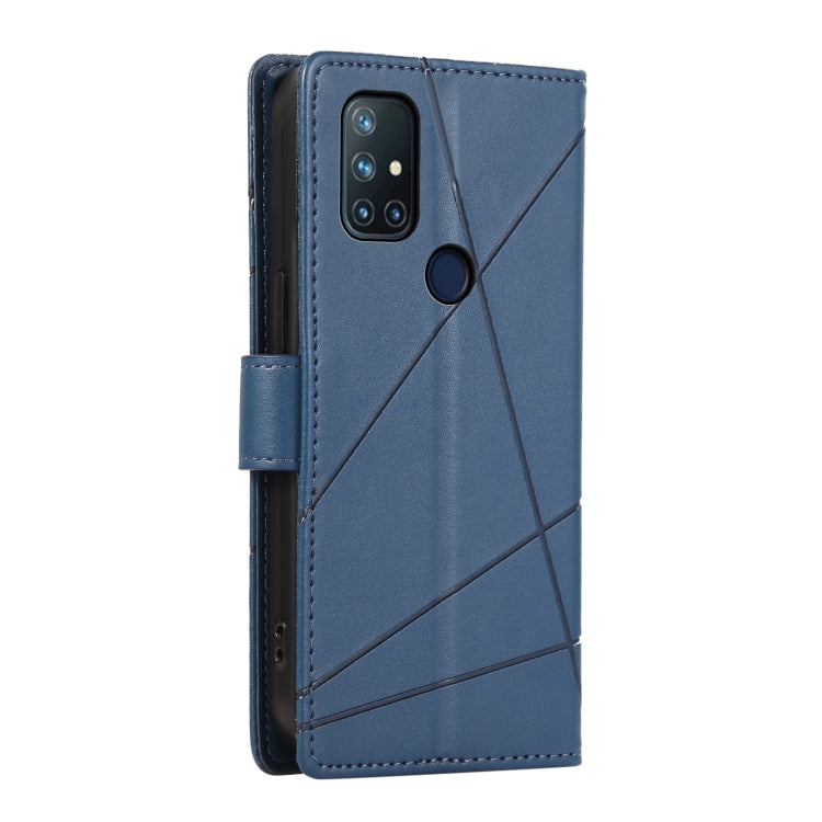 For OnePlus Nord N10 5G PU leather phone case with embossed texture, featuring card slots and kickstand functionality.