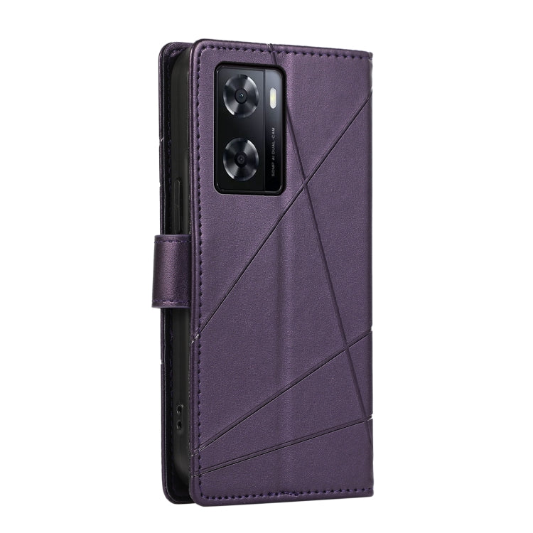 For OnePlus Nord N20 SE PU leather phone case with embossed texture, featuring card slots and a wrist strap.