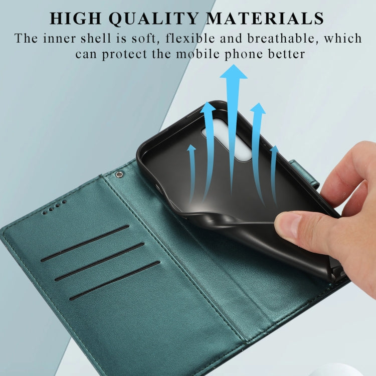 For OnePlus Nord PU Genuine Leather Texture Embossed Line Phone Case with card slots and kickstand feature, showcasing its stylish design.