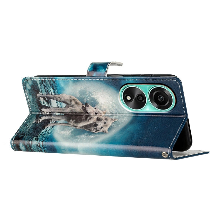 For OPPO A38 4G Colored Drawing Leather Phone Case featuring Twin Wolves design, showcasing durability and functionality.