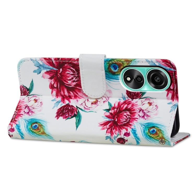 For OPPO A38 4G Painted Pattern Horizontal Flip Leather Phone Case with card slots and wrist strap.