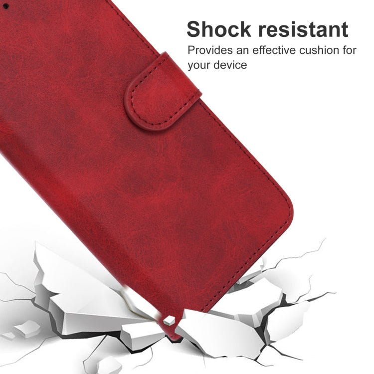 Red leather phone case designed for OPPO A56 5G, featuring card slots and a holder for horizontal viewing.