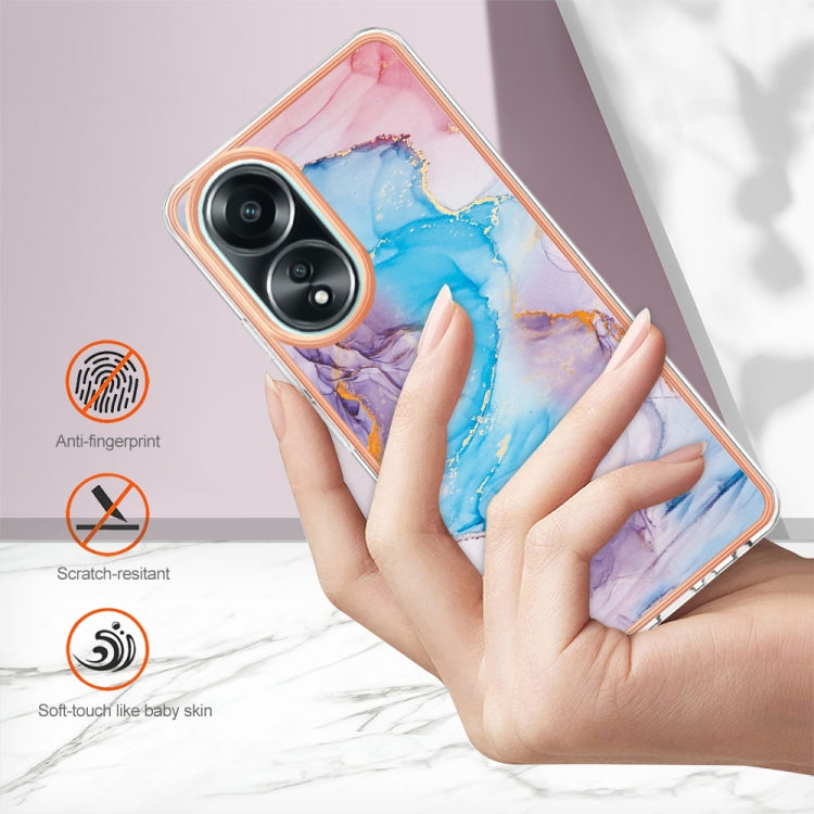 Blue marble TPU phone case designed for OPPO A58 4G, showcasing durability and style.