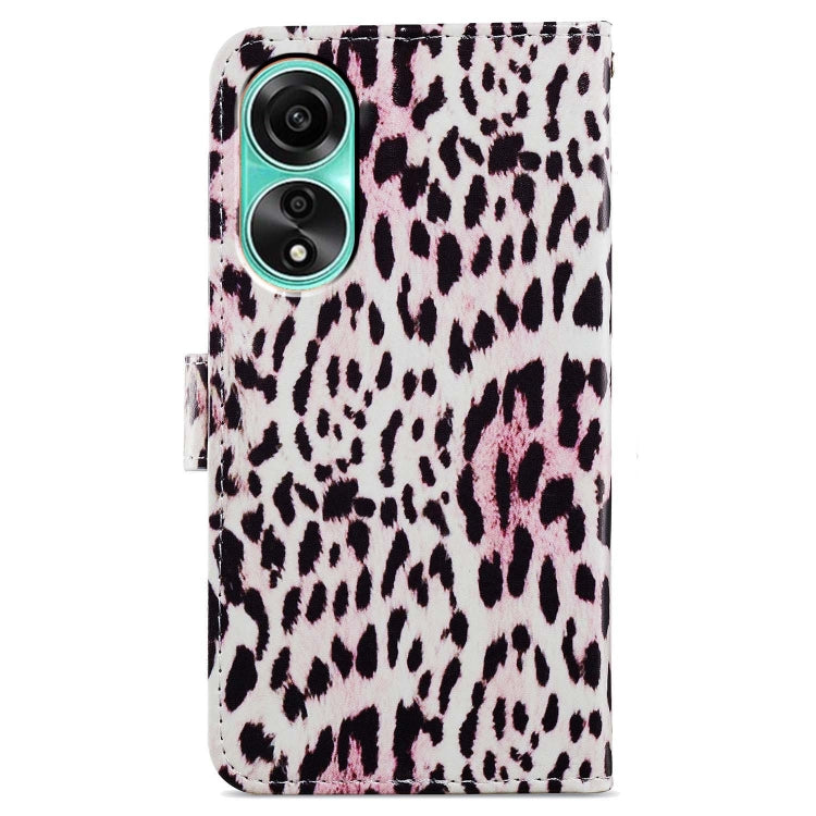 For OPPO A58 4G Painted Pattern Horizontal Flip Leather Phone Case with wrist strap and card slots.