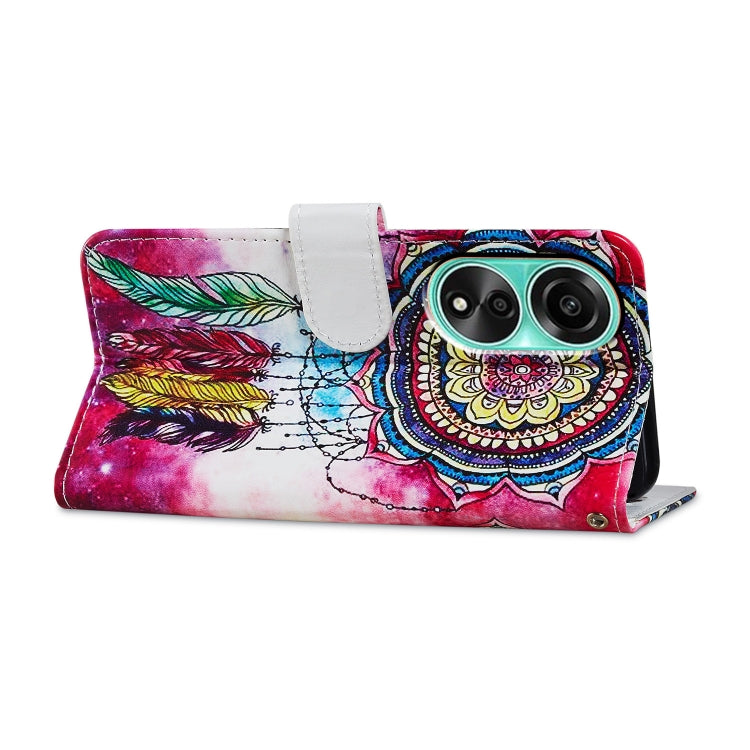 For OPPO A78 4G Painted Pattern Horizontal Flip Leather Phone Case with card slots and wrist strap.