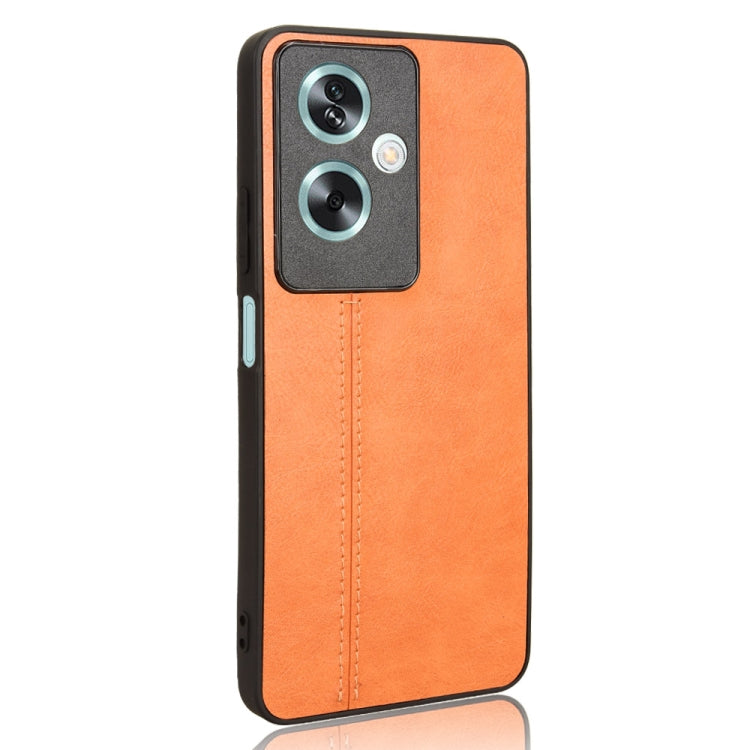 Orange cow pattern sewing back cover phone case for OPPO A79 5G, showcasing its stylish design and durable materials.