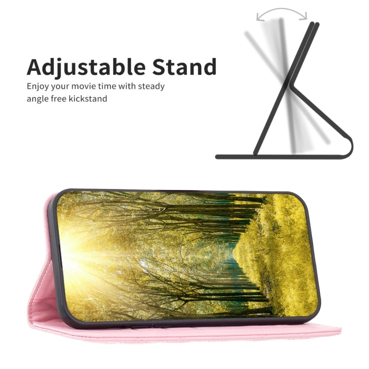 Pink diamond lattice magnetic leather flip phone case for OPPO A98 5G, showcasing its stylish design and protective features.