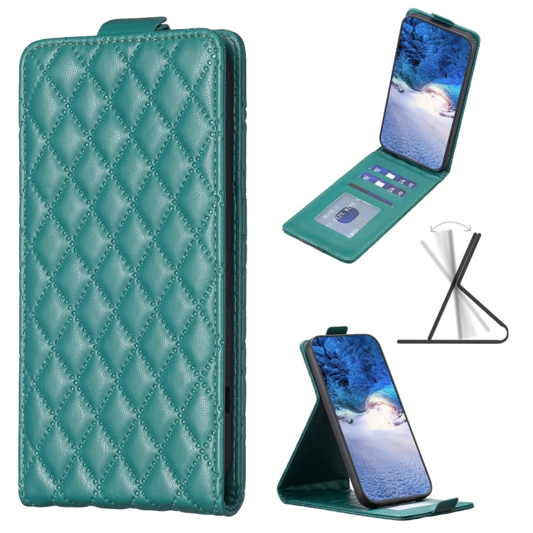 For OPPO A98 5G Diamond Lattice Vertical Flip Leather Phone Case showcasing its stylish design and card slots.