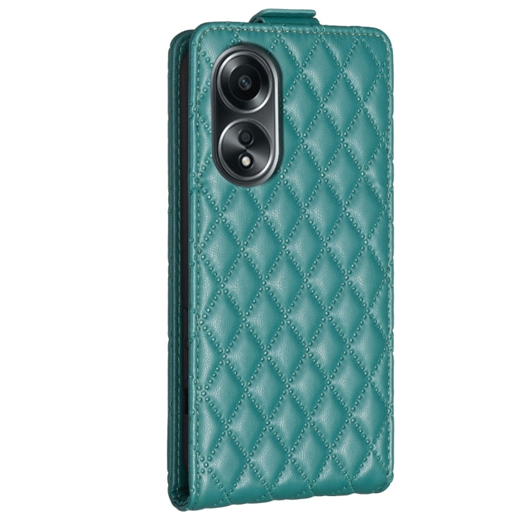 For OPPO A98 5G Diamond Lattice Vertical Flip Leather Phone Case showcasing its stylish design and card slots.
