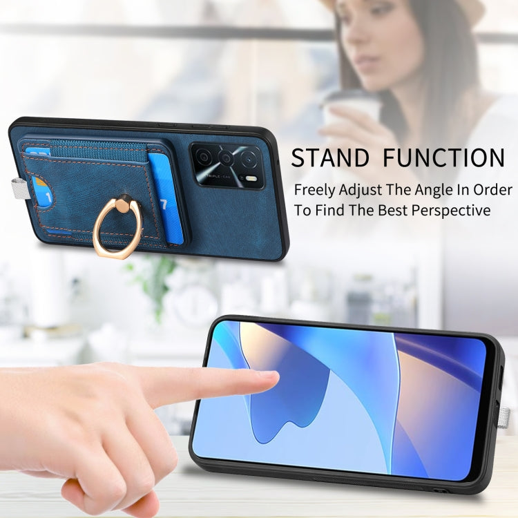 For OPPO F19 Pro+ Retro Splitable Magnetic Card Bag Leather Phone Case showcasing its sleek design and magnetic card holder.
