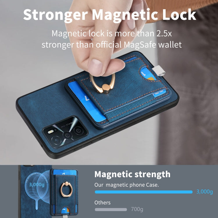 For OPPO F19 Pro+ Retro Splitable Magnetic Card Bag Leather Phone Case showcasing its sleek design and magnetic card holder.