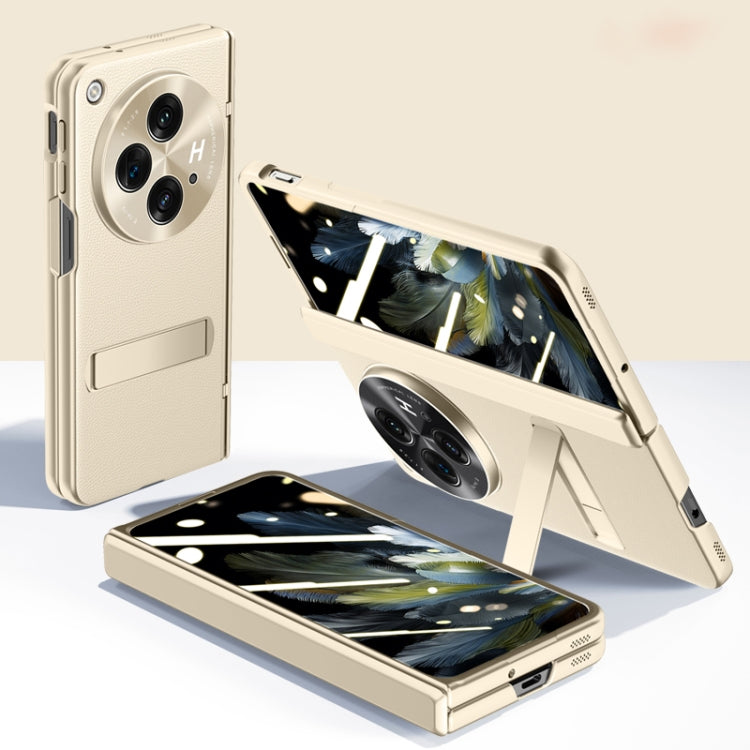 For OPPO Find N3 Pioneer Skin-Feel Case showcasing integrated leather hinge shell film and metal lens protection.