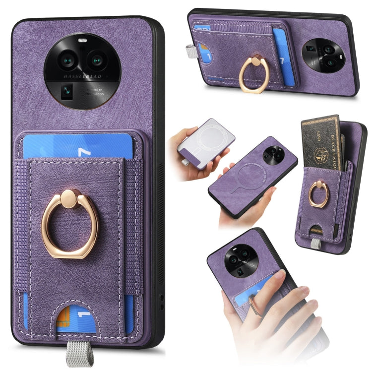 Retro Splitable Magnetic Card Bag Leather Phone Case for OPPO Find X6 5G, showcasing its stylish design and magnetic closure.
