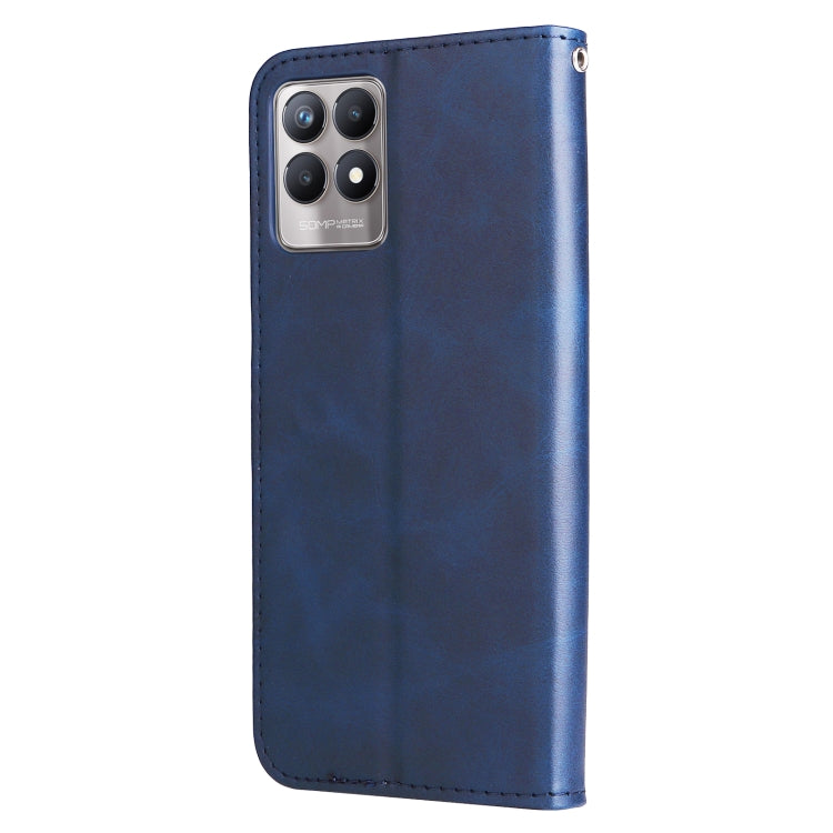 OPPO Realme 8i Calf Texture Zipper Horizontal Flip Leather Phone case in black with card slots and flip stand feature.