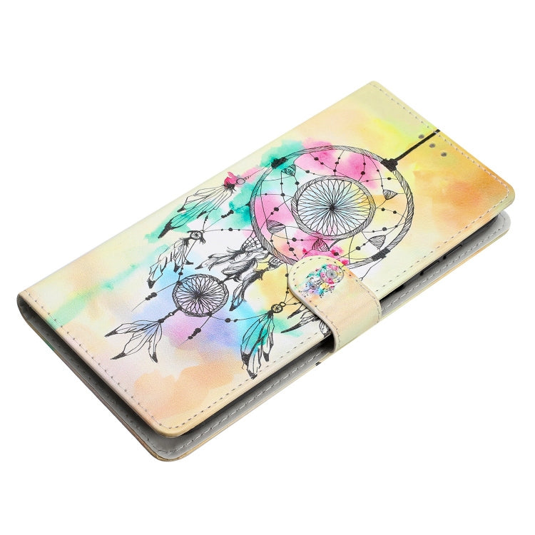 Colored drawing leather phone case for OPPO Reno10 and Reno10 Pro with card slots and wrist strap.