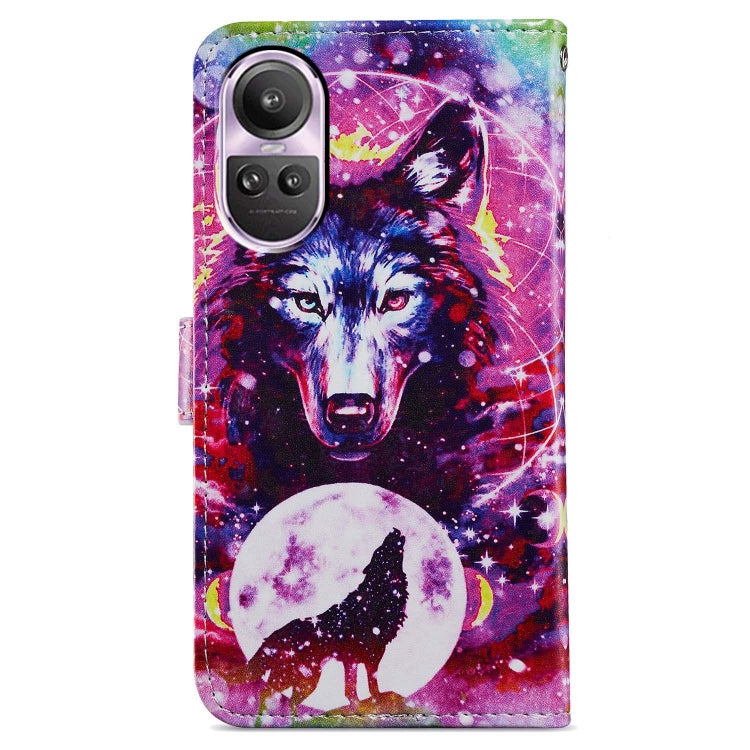 Stylish painted pattern leather case for OPPO Reno10 and Reno10 Pro, featuring a horizontal flip design and card slots.