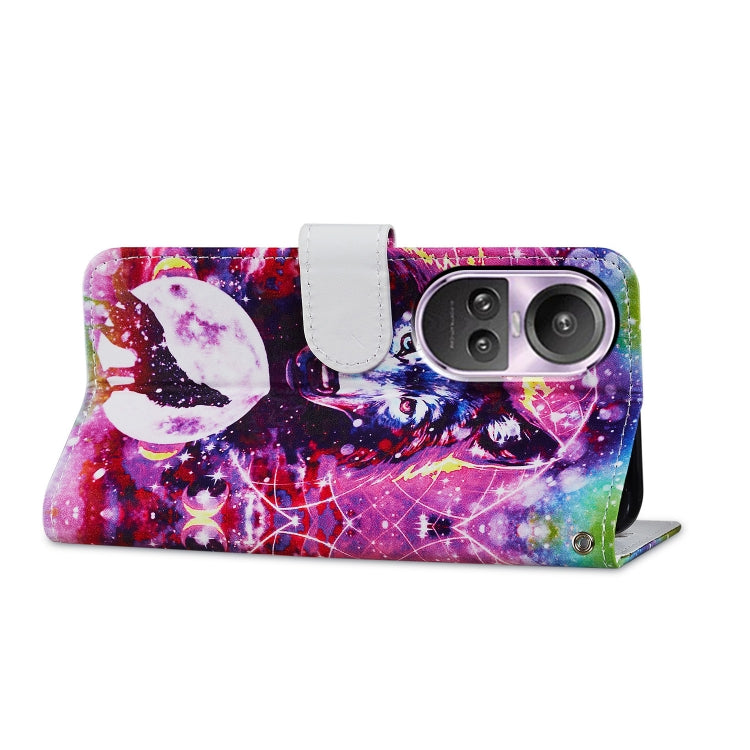 Stylish painted pattern leather case for OPPO Reno10 and Reno10 Pro, featuring a horizontal flip design and card slots.