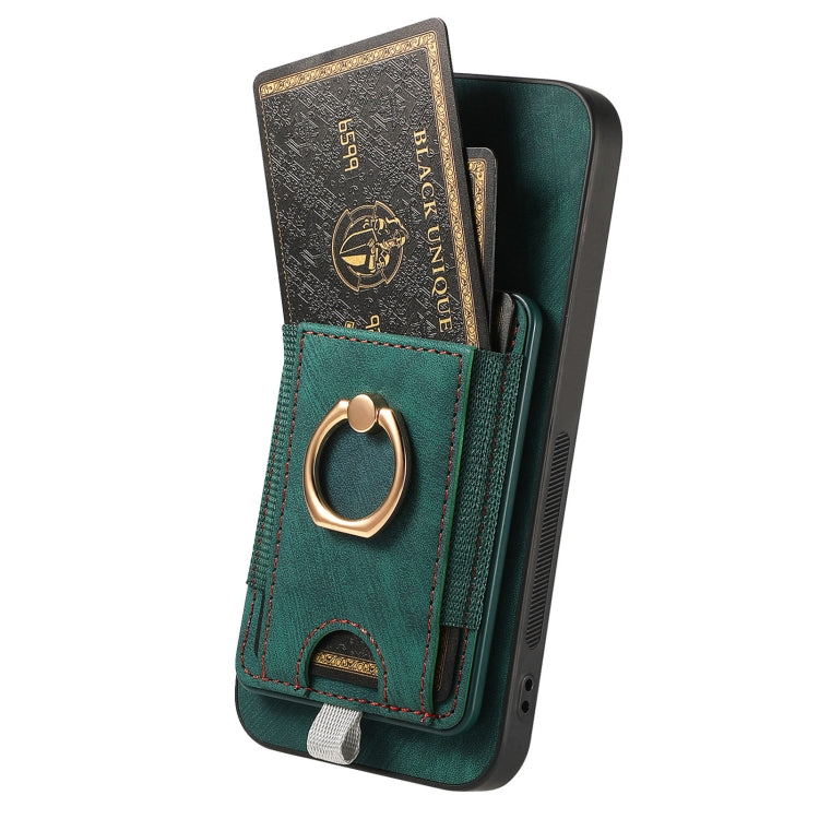 Retro Splitable Magnetic Card Bag Leather Phone Case for OPPO Reno7 5G, showcasing its stylish design and magnetic card wallet feature.