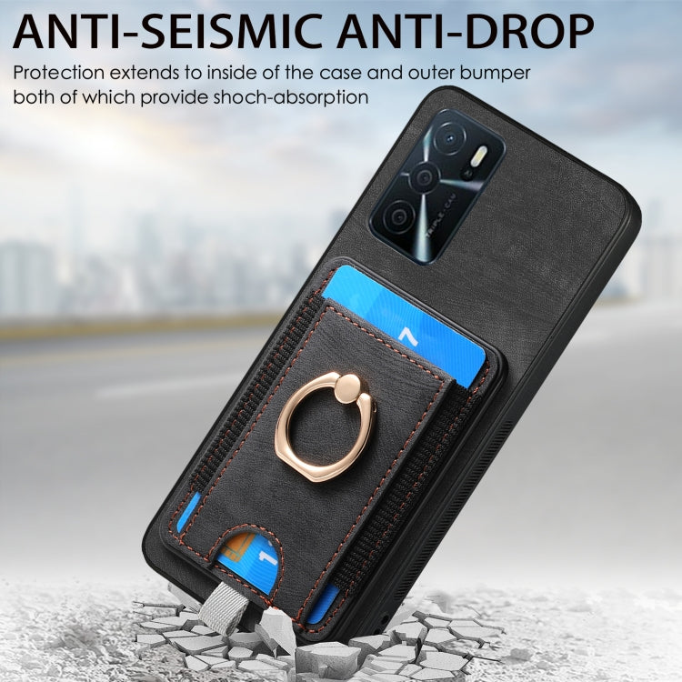Retro Splitable Magnetic Card Bag Leather Phone Case for OPPO Reno7 5G, showcasing its sleek design and magnetic card wallet feature.