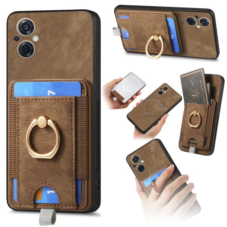 For OPPO Reno8 Z Retro Splitable Magnetic Card Bag Leather Phone Case showcasing its sleek design and magnetic card holder.