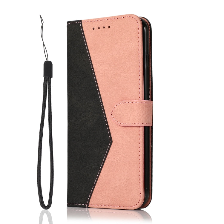 Dual-color stitching leather phone case for Samsung Galaxy A05, showcasing its stylish design and functional features.