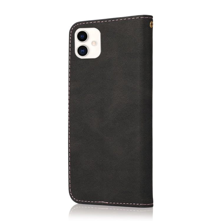 Dual-color stitching leather phone case for Samsung Galaxy A05, showcasing its stylish design and functional features.