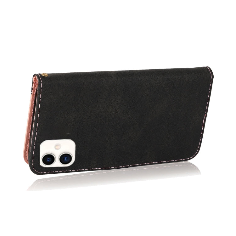 Dual-color stitching leather phone case for Samsung Galaxy A05, showcasing its stylish design and functional features.