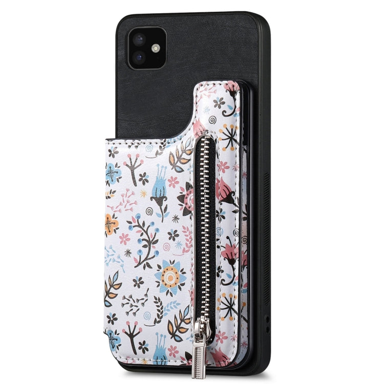 Samsung Galaxy A05 Retro Painted Zipper Wallet Case showcasing its stylish design and functional features.