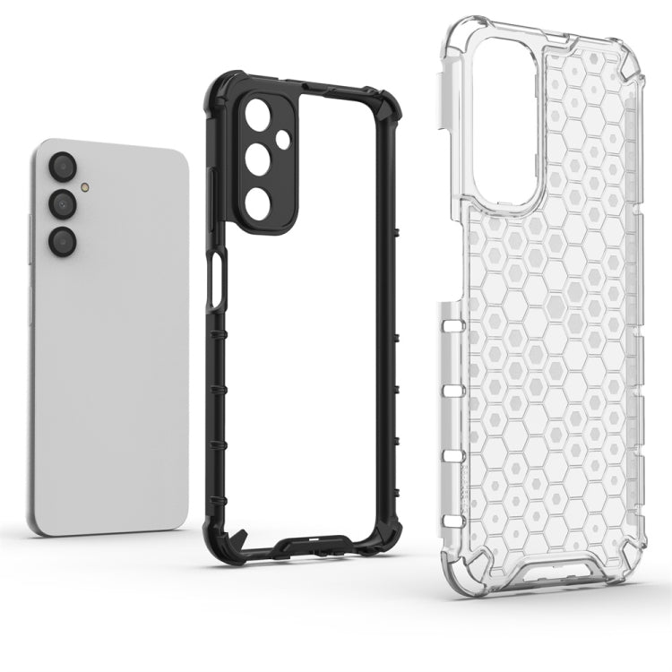 Blue shockproof honeycomb phone case for Samsung Galaxy A05s, showcasing its stylish design and durable material.