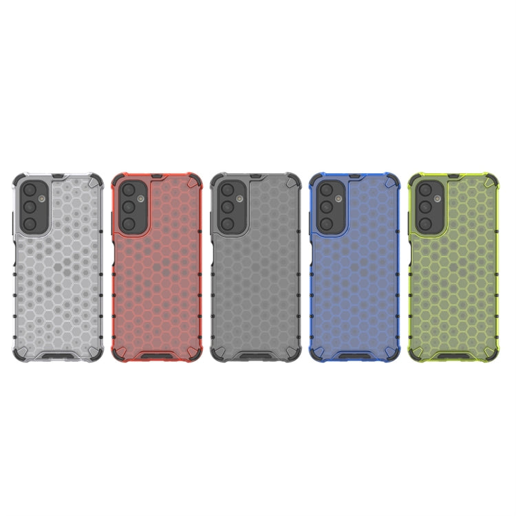 Blue shockproof honeycomb phone case for Samsung Galaxy A05s, showcasing its stylish design and durable material.