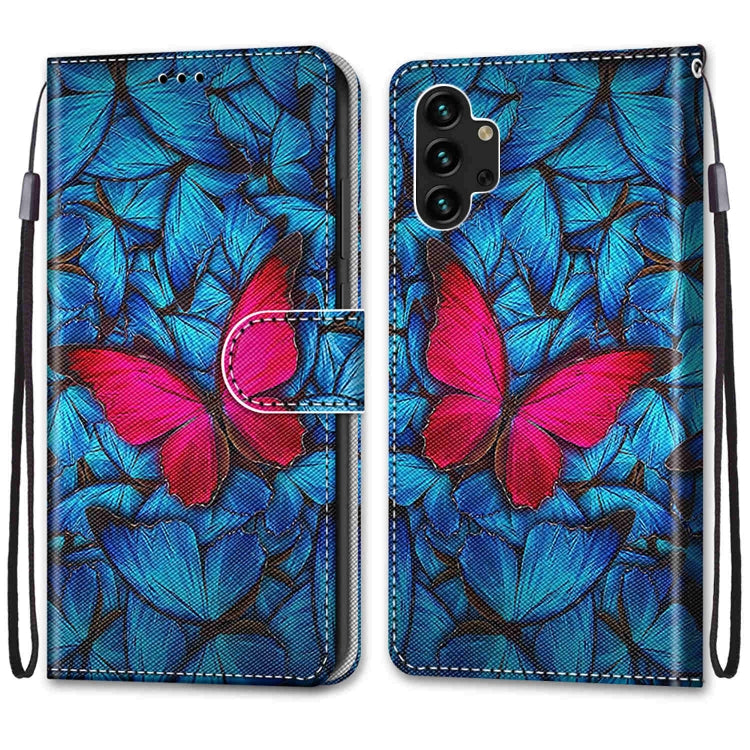 Samsung Galaxy A13 4G case featuring a coloured drawing cross texture, made from PU leather and TPU material, designed for durability and style.