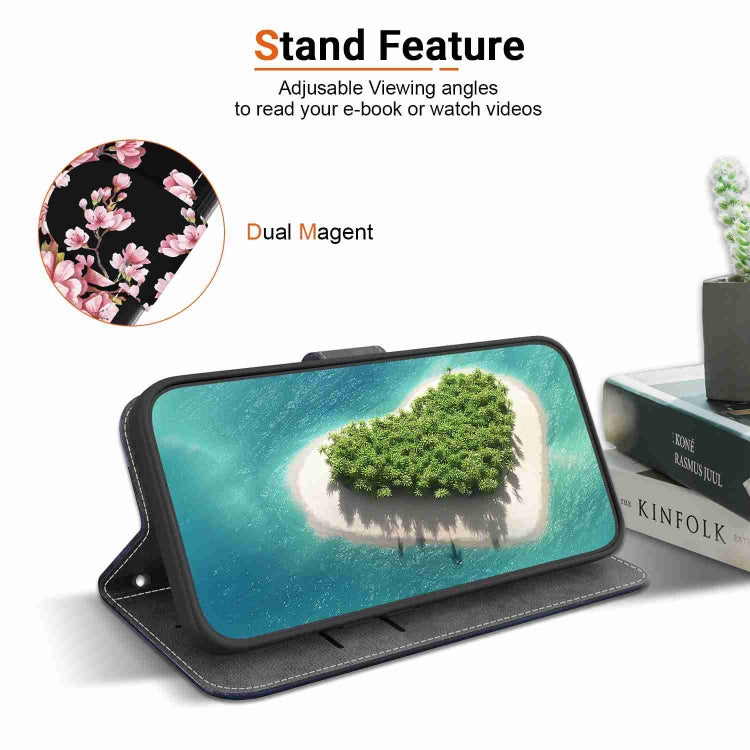 Samsung Galaxy A13 4G leather case with crystal texture and colored drawing, featuring card slots and kickstand functionality.