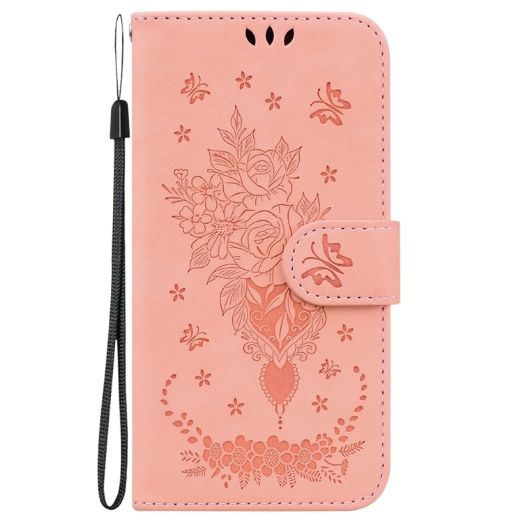 Butterfly Rose Embossed Leather Phone Case for Samsung Galaxy A15, showcasing its elegant design and practical features.