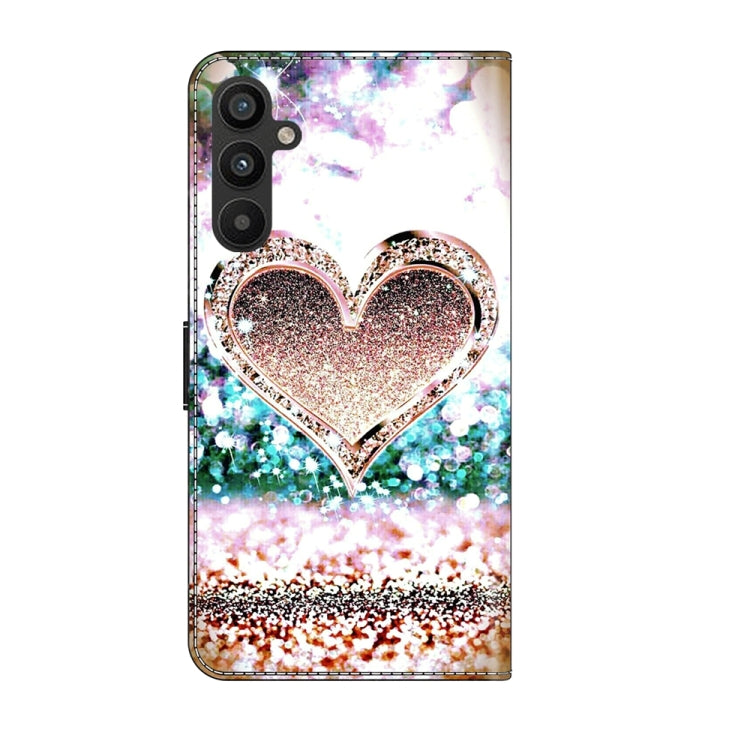 For Samsung Galaxy A15 Crystal 3D Shockproof Protective Leather Phone Case in black, showcasing its sleek design and card slot feature.