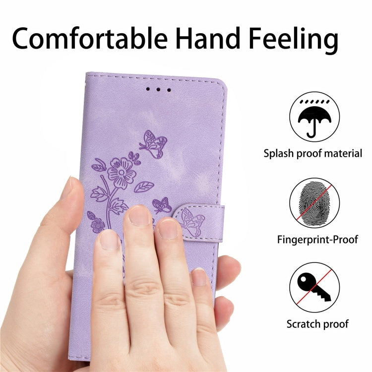 Samsung Galaxy A15 case featuring a flower butterfly embossing pattern, made of durable PU and TPU materials, designed for protection and style.